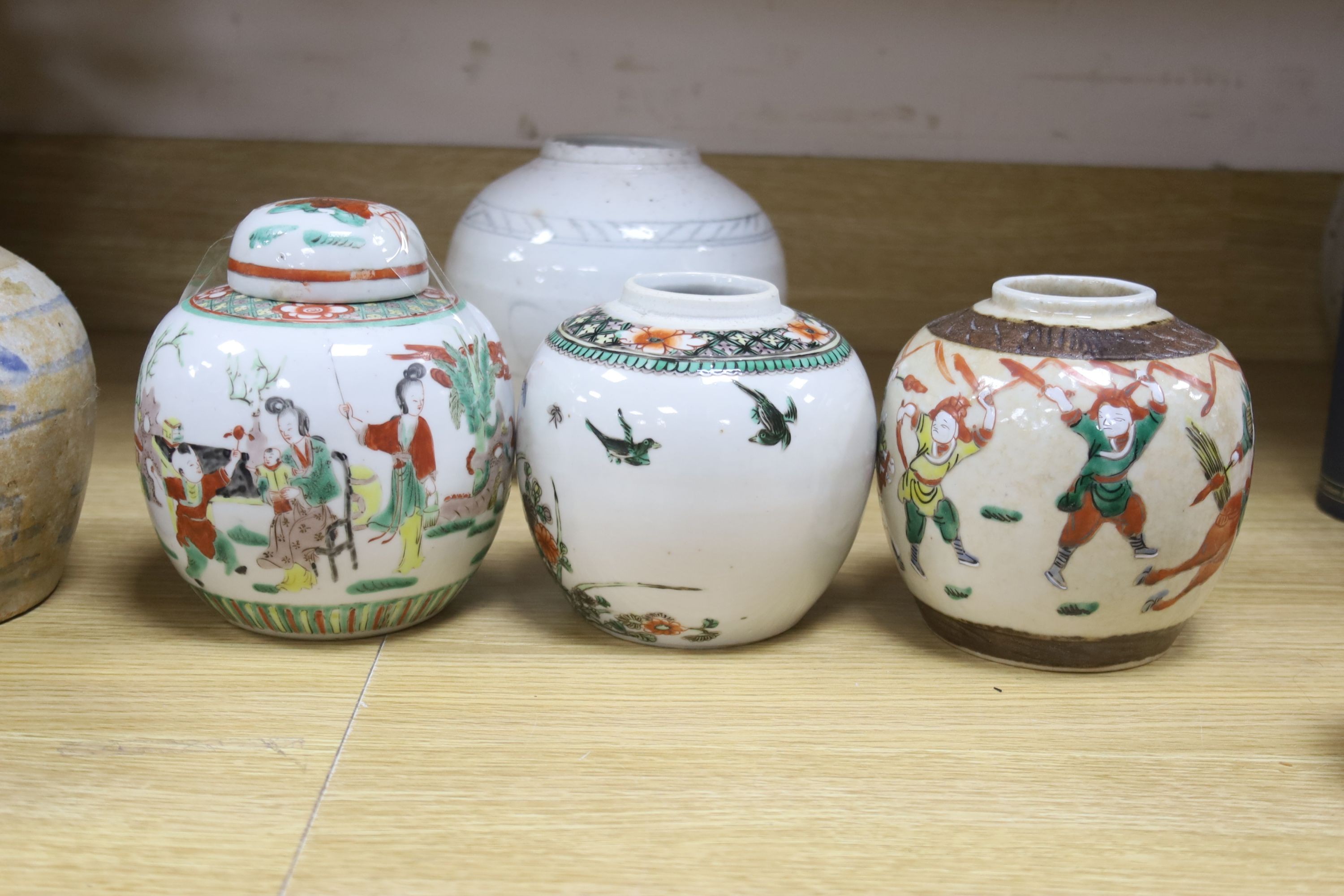 Seven Chinese porcelain or stoneware jars, 19th/20th century